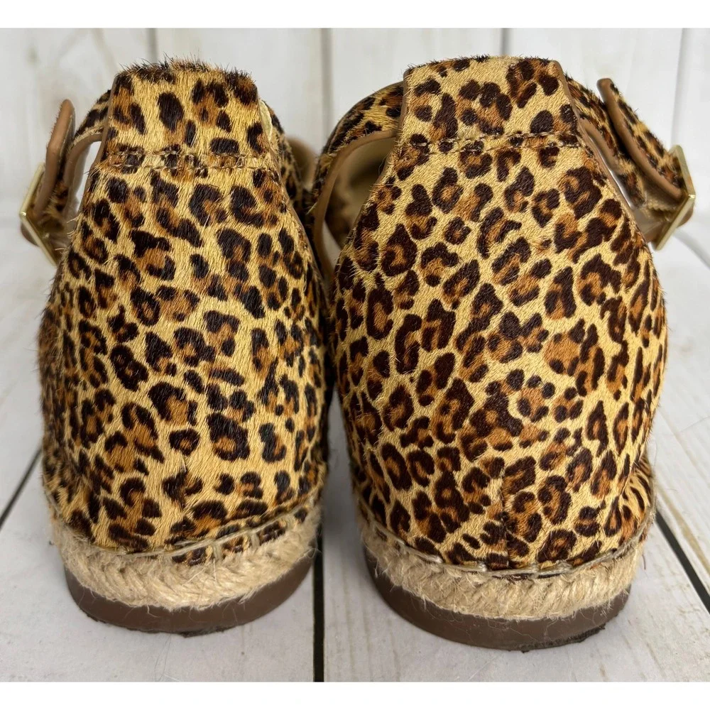 Sole Society Leopard Print Espadrille Flats Ankle‎ Strap Women's 7M